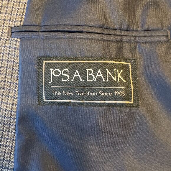 JOS A BANK Tailored Fit Mens 44R Gray/Blue Wool Blazer Sport Coat Casual Jacket - Picture 10 of 12